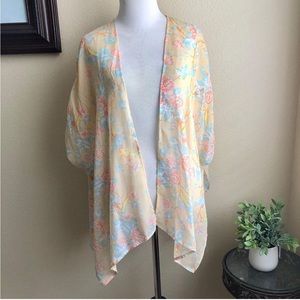 Floral peach kimono open